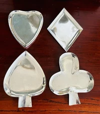 Vintage Signed FBR Mexico .925 Sterling Card Suit Nut Dishes 95 Total Grams