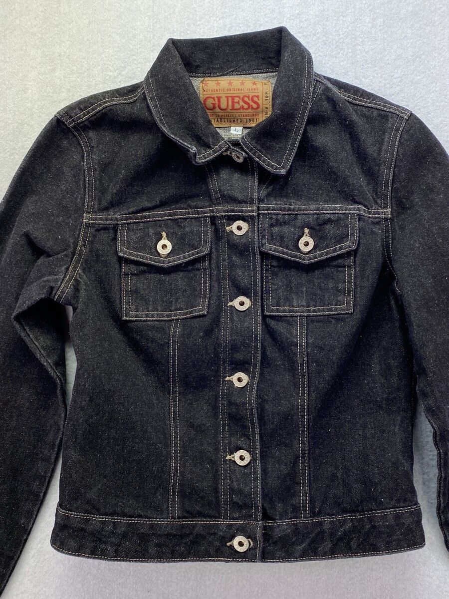 Vintage Guess USA Made Womens Jr Size Large Black Button Up Vintage Guess USA Made Womens Jr Size Large Black Button Up