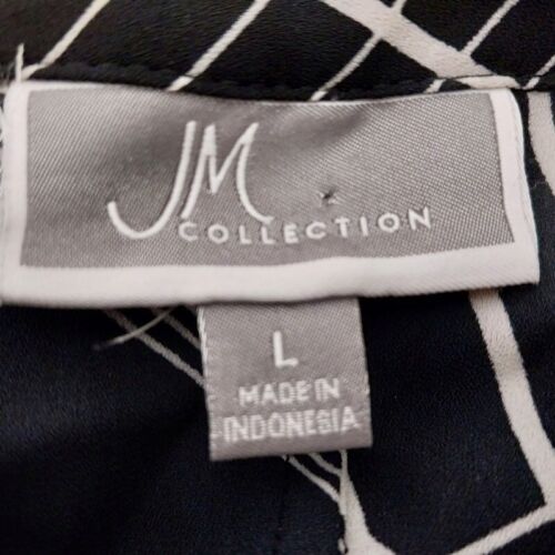 Blusa donna asimmetrica JM Collection taglia large bottoni davanti manica 3/4 nera - Foto 9 di 11