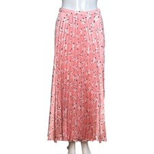 ASOS Skirt Womens 4 Pink Floral A-Line Pleated Satin Cottagecore Boho Balletcore