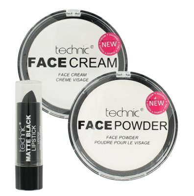 Technic/Laval Halloween weiß Make-up cremefarben Pulver Gesichtsfarbe schwarz GOTH VAMP