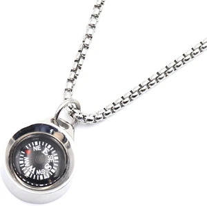 Compass Necklace,Mini Pocket Compass,Camping Hiking Metal Survival Compass for M - Picture 1 of 12