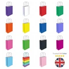 Coloured Paper Party Gift Bags Handles Kids Childrens Birthday Loot Bag Xmas UK