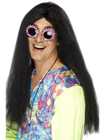 Schwarz 1960'S Groovy Hippie PerüCke Erwachsene Herren Smiffys KostüM ZubehöR
