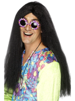 Schwarz 1960'S Groovy Hippie PerüCke Erwachsene Herren Smiffys KostüM ZubehöR