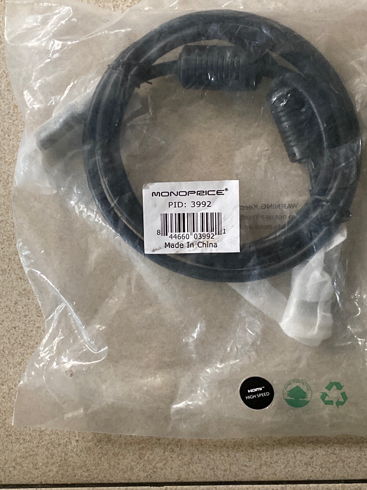 HDMI Cable, High Speed, 6’ Black MONOPRICE 3992-image