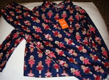Gymboree navy blue gingerbread girl ballerina flannel button up pajamas NWT 5 6