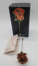 Vintage 1979 Chrystalle Flower Co real rose floral stickpin brooch pin