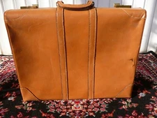  Vintage Mid Century Heavy Weight Cowhide  Leather  Luggage Large Made in USA