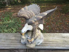 Vintage 1983 HUGE Royal Crown Eagle Signed J Byron Painted Porcelain 9 1/4" high