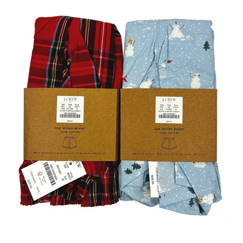 J Crew Boxers Men's Medium 2 Pair Snowman & Red Plaid Boxer Shorts - Picture 4 of 4
