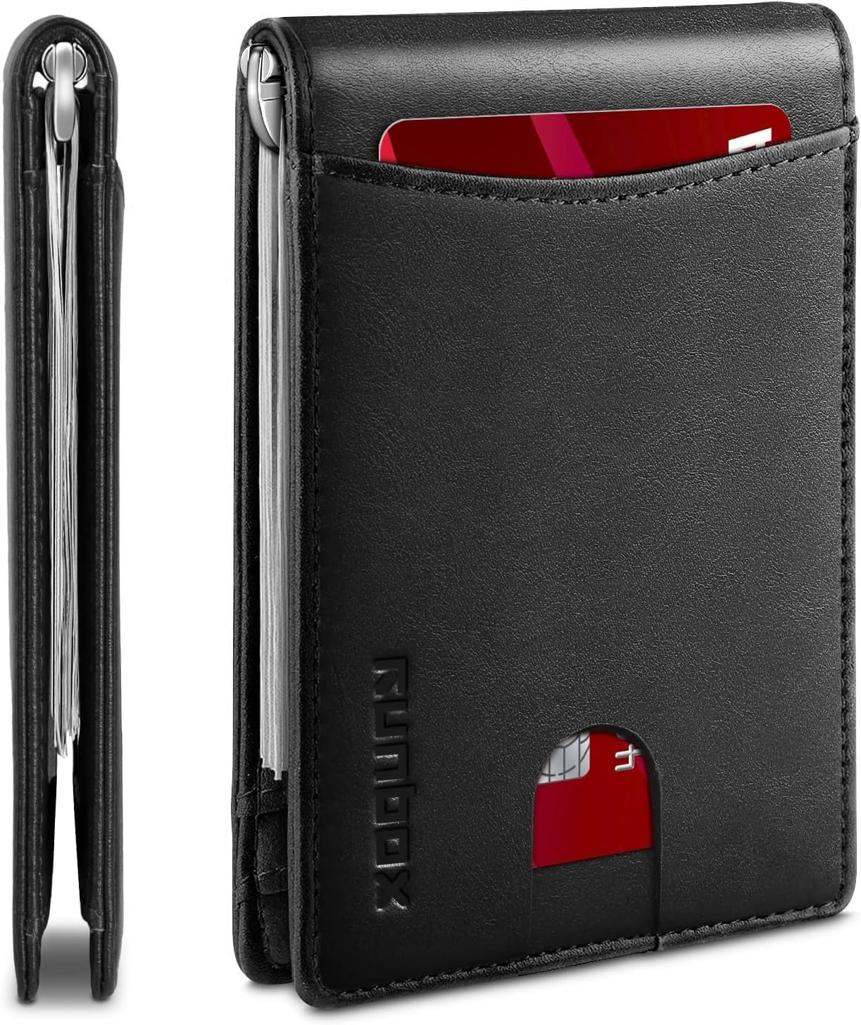 Slim RFID Blocking Leather Money Clip Wallet for Men – Minimalist Bifold Design-image