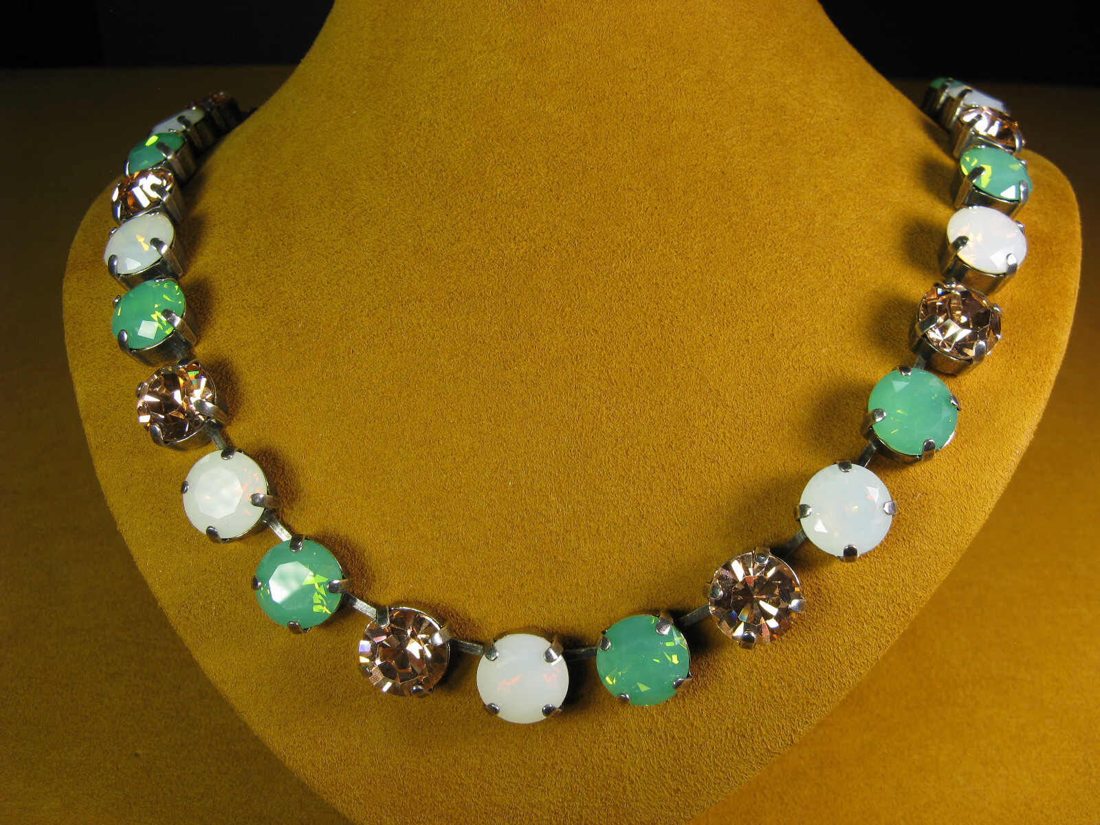 MARIANA NECKLACE SWAROVSKI CRYSTALS Green Opal SPL MOSAIC Multi Gift Designer