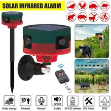 Solar Infrared Motion Sensor Alarm Detector Waterproof Outdoor Animal Repeller