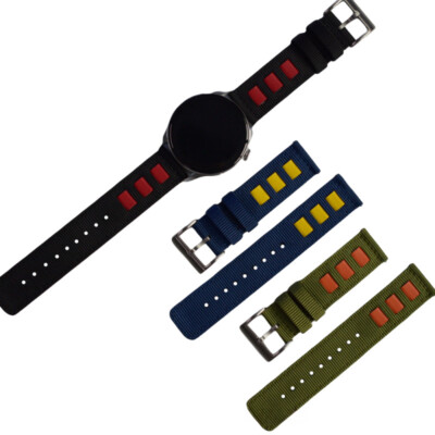 Premium Nylon Canvas Woven Watch Strap Multicolored Sports Bands 22mm Pin Buckle