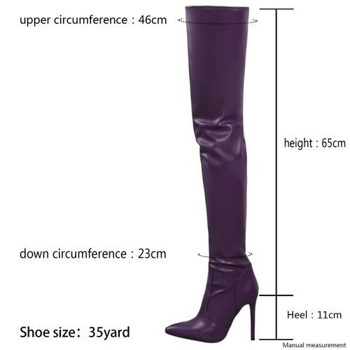 Botas de montar para mujer con cremallera sobre la rodilla hasta el muslo punta tacones de aguja zapatos - Imagen 8 de 15
