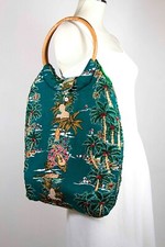 Boho Borsa Bali Ricamata Turchese Jungle Print Embroidered Bamboo Summer Bag 