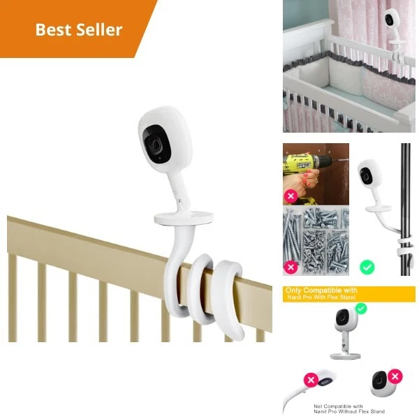 Nanit Pro Baby Monitor Mount - Adjustable Flexible Gooseneck Crib Attachment for