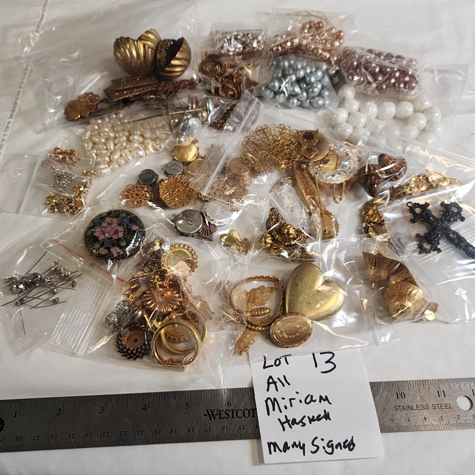 De Colección Miriam Haskell Firmado Collar Cierres Broche Prendedor Pendiente Colgante LBS #13 Foto 2 de 4