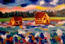 Original Oil Painting Bluebonnet Impasto Art Texas Landscape Artwork Floral Art