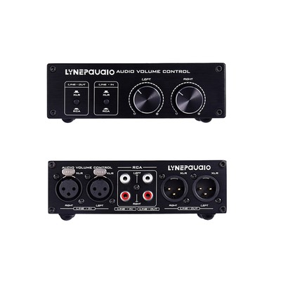2-in-2-OUT Audio Switcher Box Connector XLR /RCA w/Volume Control Passive Preamp