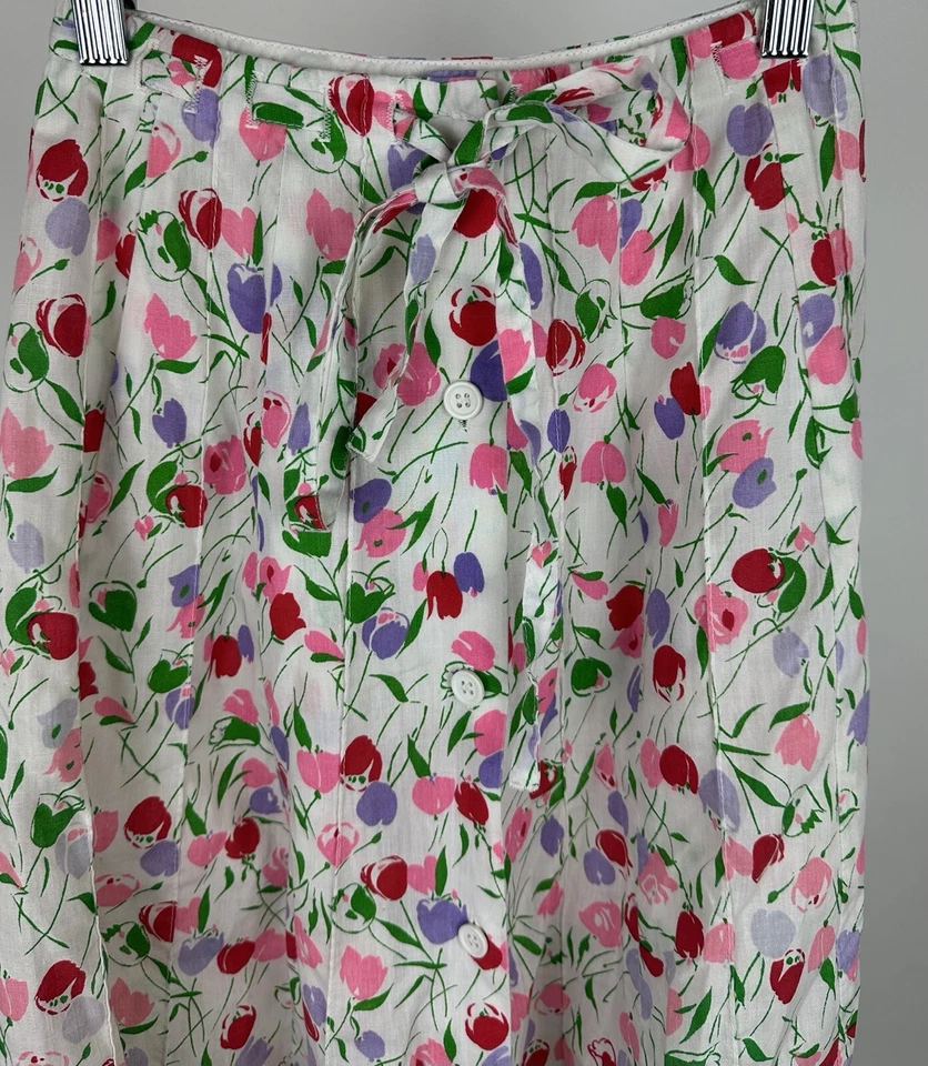 Falda vintage años 60 70 HERMAN SPIRIT 2XS/21” cintura alta colorido lazo estampado tulipán Foto 2 de 4