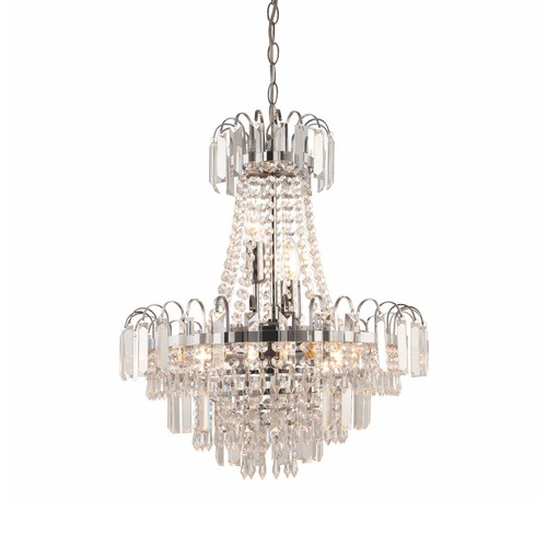 PVP £275 Lámpara Colgante Endon Amadis Multi Brazo Cristal Cromo Lámpara - Imagen 3 de 7