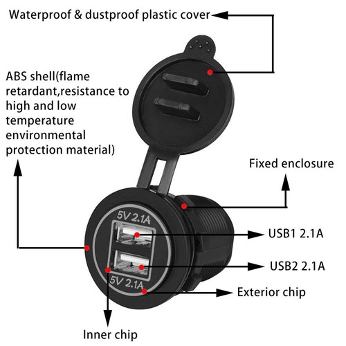 12V Car Cigarette Lighter Socket Dual USB 2.1A Port Charger Power Outlet LED USA - Picture 18 of 22