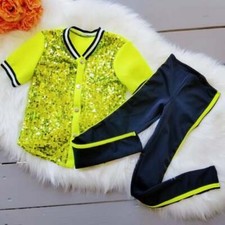 WEISSMAN Sequin Jersey Costume SC Small Child 6 Top Leggings Dance Set 2597
