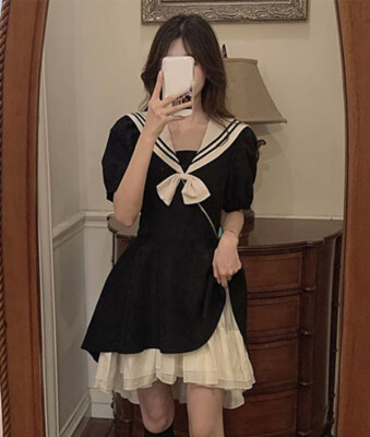 韓国商品/FRECKLE romantic sailor collar dress Freckle) Romantil Sailor Dress #프레클 on Bunjang Global Site.
