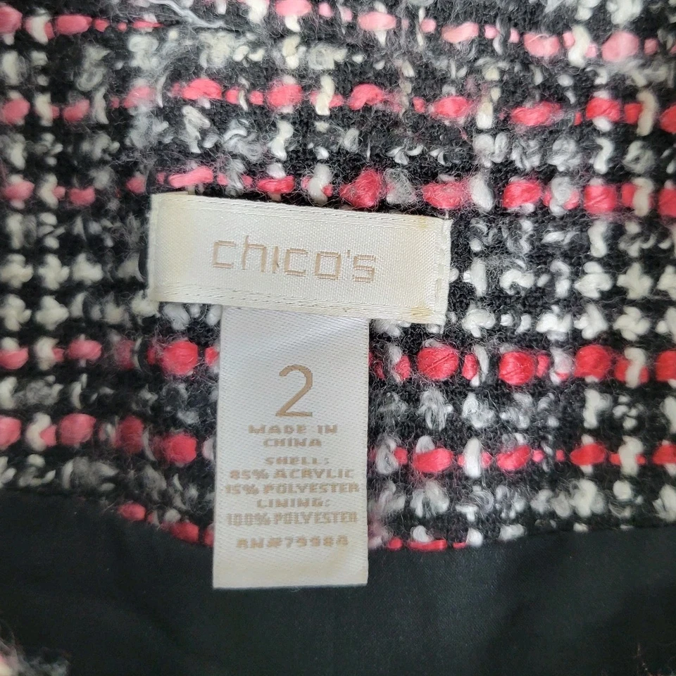 Chaqueta Blazer Chicos Tweed Flecos Recortada Boucle Talla 2/Grande Rosa Negra Clásica Foto 2 de 4