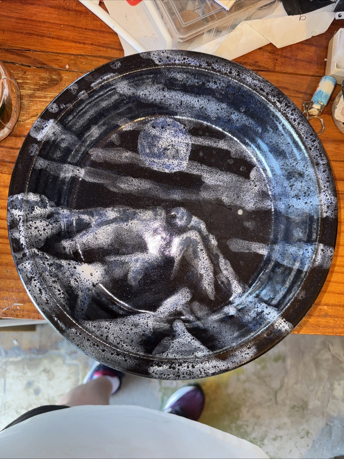 Vintage Dark Blue W/white Ceramic/Stoneware 10’’Pie Plate NEW