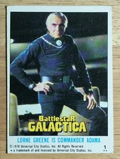 1978 Topps Battlestar Galactica #1 Lorne Greene Is Commander Adama (VGEX)