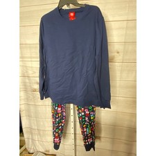 Brand New Family PJ's Men's Size Large Blue Christmas Pajama Lounge Set