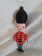 Vintage De Carlini British Soldier Blown Glass Christmas Ornament Italy Great