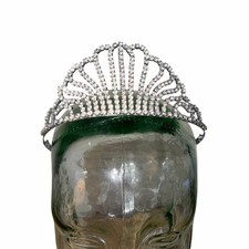 Silver tone rhinestone tiara crown princess queen pageant celebration birthday