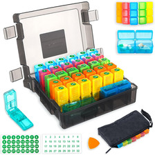 Monthly Pill Organizer 2 Times a Day - Large Capacity Portable Pill Box with Wee