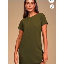 Lulus Shift and Shout Olive Green Shift Dress Size Small