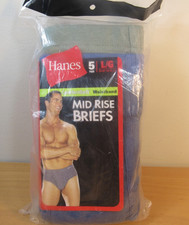 VTG 2003 Hanes Mid Rise Briefs Comfortsoft Waistband Tagless 5 Pair Mens L 36-38