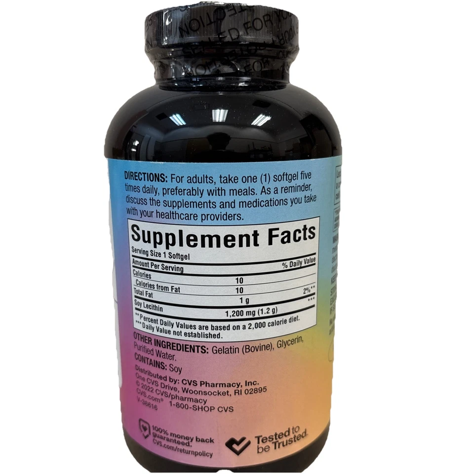 Cápsulas blandas CVS lecitina salud del sistema nervioso 1200 mg 250 ct EXP 25/07/25 Foto 2 de 3