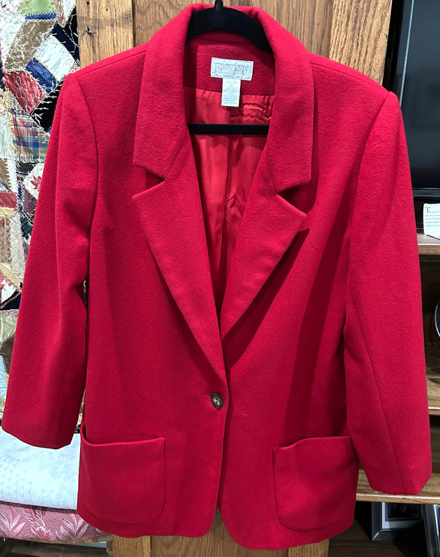 J.Crew Blazer Womens Size 10 Wool Cashmere Jacket Red Vtg 90's Preppy
