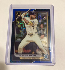 Topps 2024 Bowman Chrome Jackson Chourio RC Blue /150 #69 Milwaukee Brewers mega