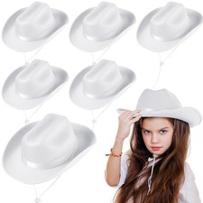 6 Pcs White Western Kids Cowboy Hat Cowgirl Hat for Boys and Girls Dress Cost...
