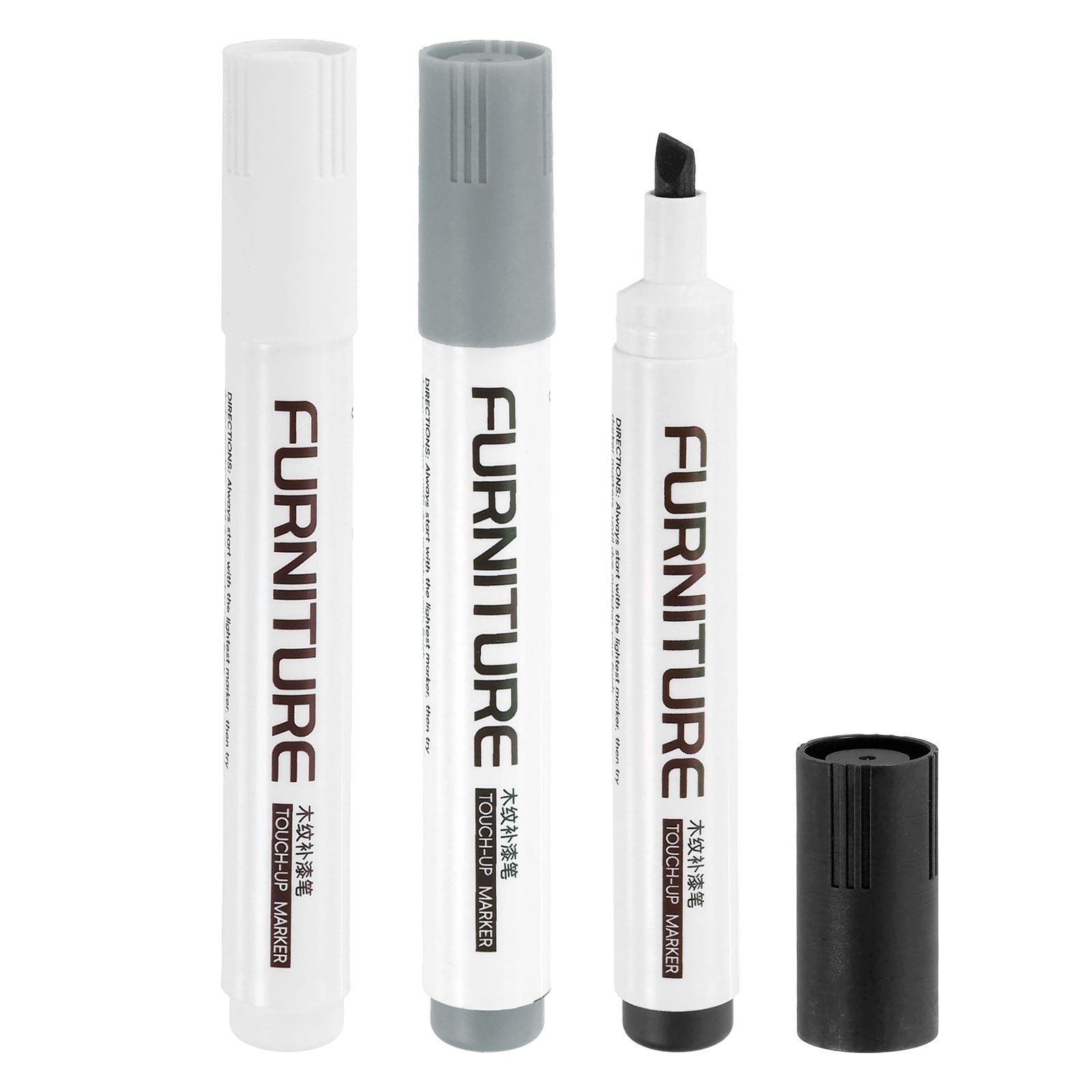 Touch Up, 3pcs Furniture Repair Kit, Black/white/gray