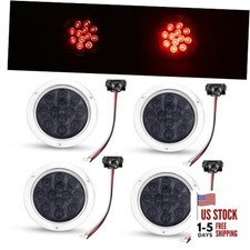 4 Pcs 4 Inch Smoked Lens Red LED Sealed 12V DC Round Smoked Lens Red 2 Pcs