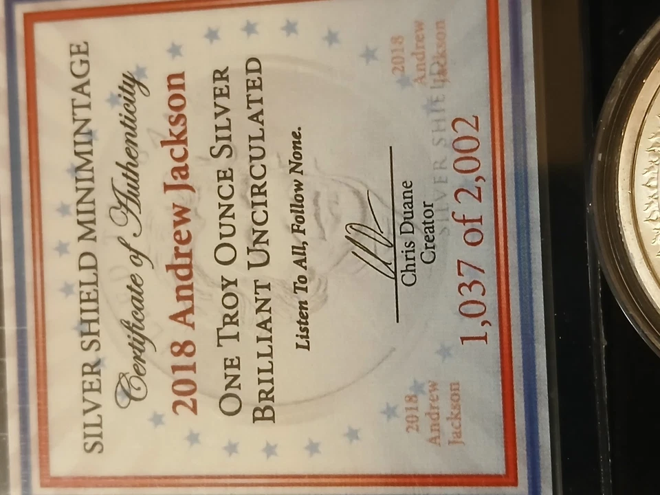 🛡Silver Shield - Andrew Jackson BU 2018 - ¡Históricamente difícil de encontrar! Foto 2 de 3