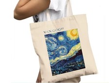 Canvas Tote Bag/ large handbag inspired by Van Gogh's painting the starry night