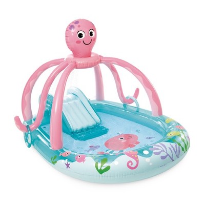 INTEX Friendly Octopus Kiddie Pool, Play Center, Slide, & Pad(Open Box)