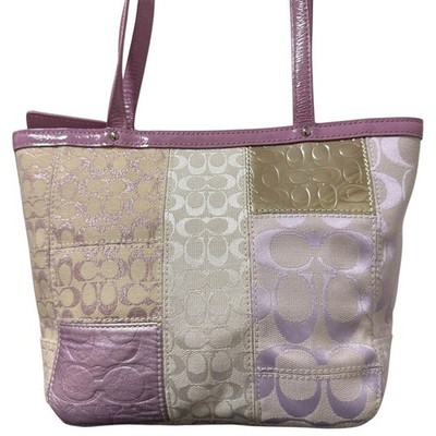 COACH Patchwork Pink Canvas Leather Tote Hand Bag 42479 | eBay