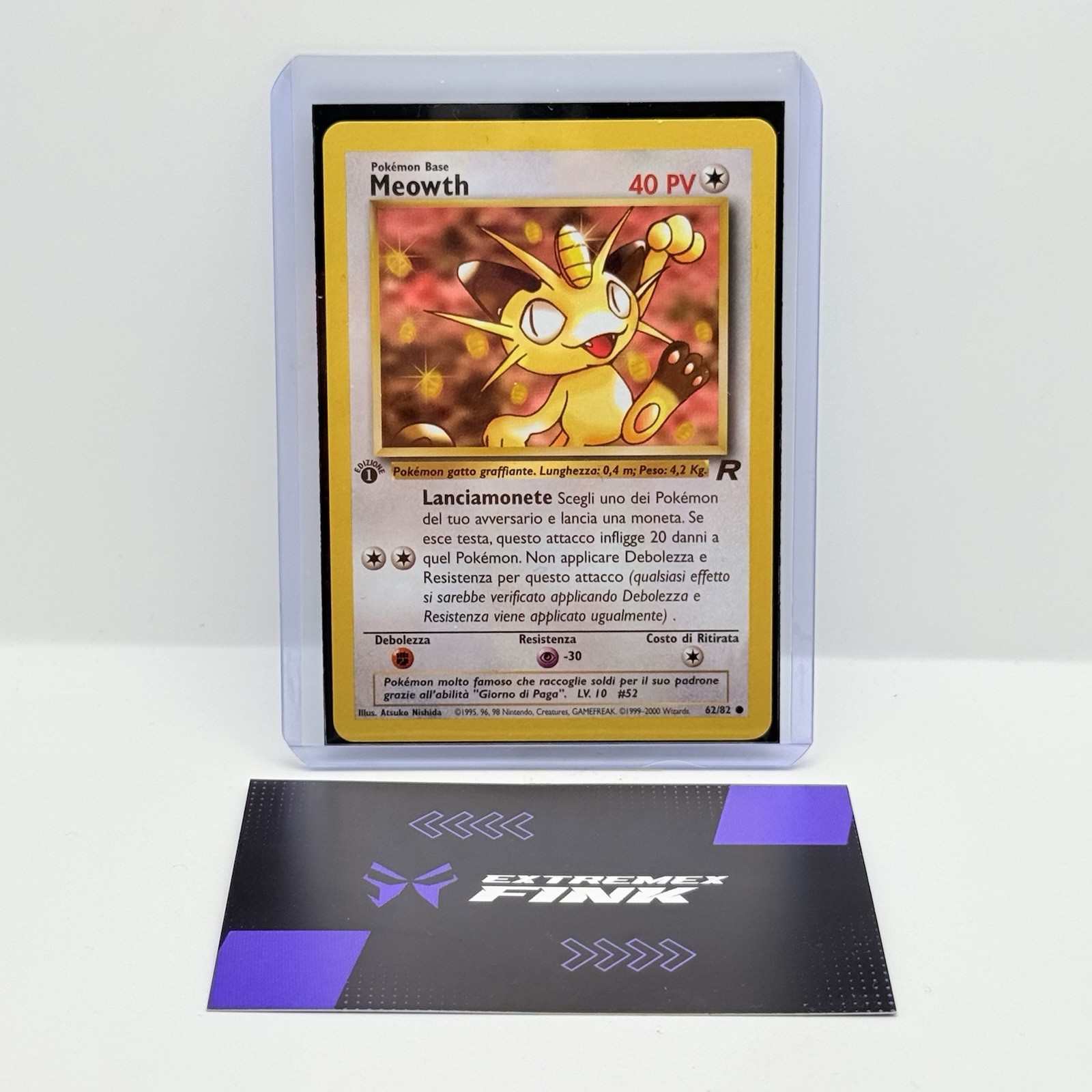 CARTA POKEMON MEOWTH 62/82 - ITA - 1 EDIZIONE TEAM ROCKET - NEAR MINT